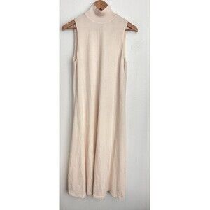 Polo Ralph Lauren Turtleneck Dress Sleeveless Cream Wool Blend Large Minimalist